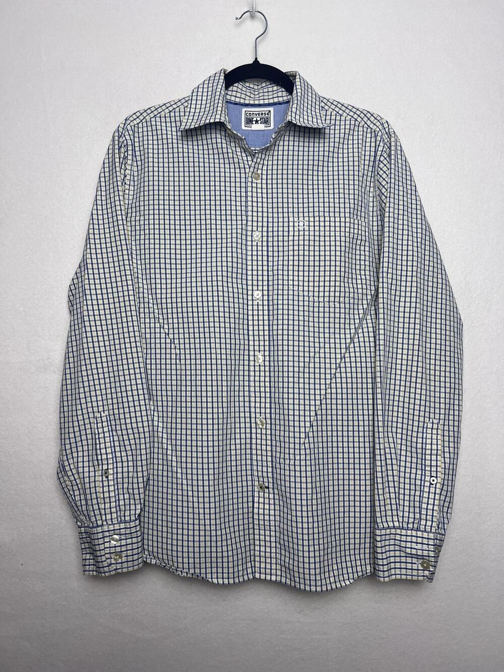 Converse One Star Men's Long Sleeve Button Up Checkered Shirt Size Medium